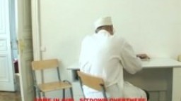 a plump busty Russian babe on a gyno exam gets rude treatment