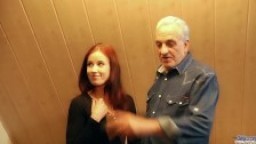 Grateful young slut thanks grandpa with sex