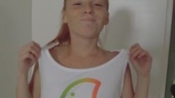 Playful Alyssa Hart playing with her small pussy