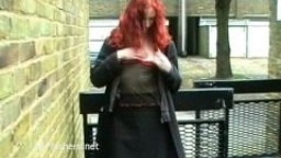Redhead flasher Monicas public masturbation and milf babes outdoor exhibit