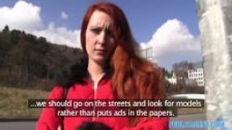 PublicAgent Sexy ginger babe fucks outside