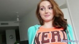 Petite red haired Natalie Lust creampied